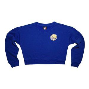 Golden State Warriors Royal Blue 3/4 Sleeve Cropped Sweatshirt w/ Rhinestones Sm